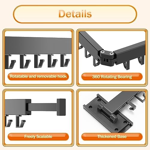 HEILAIYI Clothes Drying Rack for Laundry, Wall Mounted Clothes Hanger Rack - Image 5
