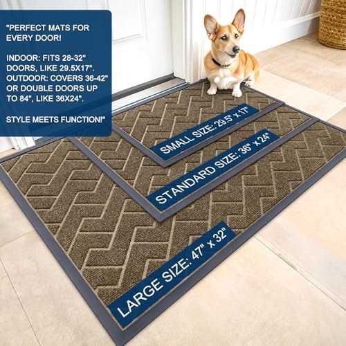 OLANLY Front Door Mat Outside 47x23, All-Season Absorbent Rubber Doormat - Image 2