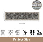 2x8ft Kitchen Rug Runners Washable Non Slip – Boho Floral Carpet Runner - Image 2