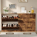 BORNOON Shoe Cabinet with 2 Flip Drawers, Slim Narrow Shoe Storage Cabinet - Image 5