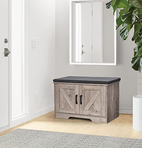 HOMSHO Farmhouse Shoe Storage Bench - Image 2