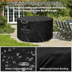 QH.HOME Fire Pit Cover Round 44", 600D Heavy Duty Fabric 100% Waterproof - Image 5