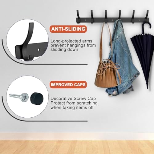 Coat Rack Wall Mounted, 6 Coat Hooks - Image 3