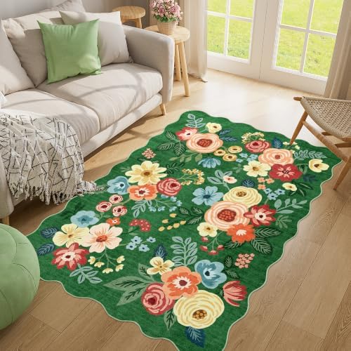 DUKINO 3x5 Area Rugs, Non Slip Floral Washable Rug - Image 3