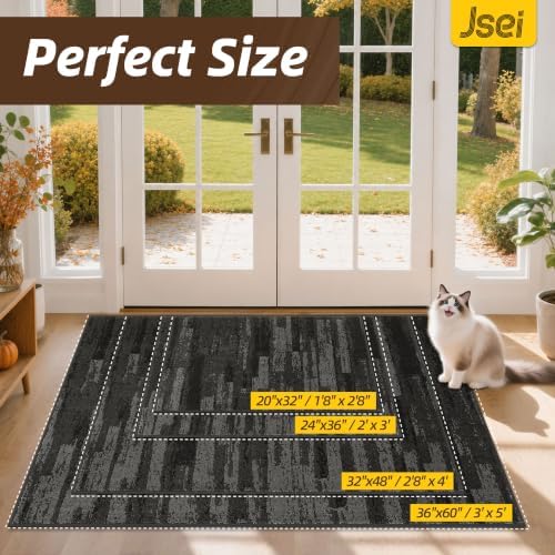 JSEI Dirt Trapper Door Mat 20"x32", Non-Slip Doormat, Light Gray - Image 2