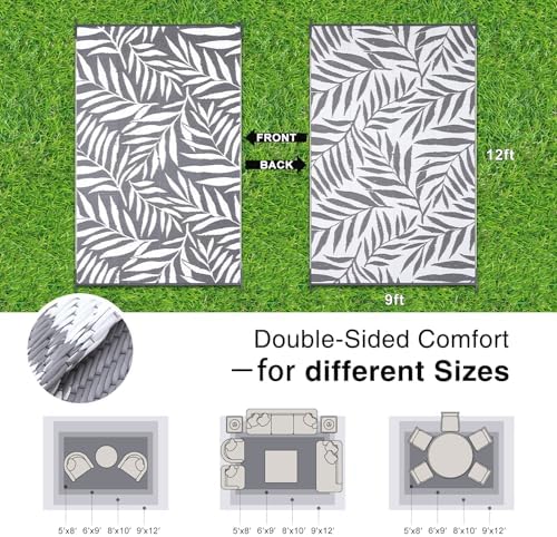 OLANLY Outdoor Rug 9x12 ft Waterproof Reversible Leaf Mat - Image 2