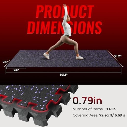 SUPERJARE 0.79'' Extra-Thick 18 Pcs 72 Sq Ft Exercise Equipment Mats - Image 5