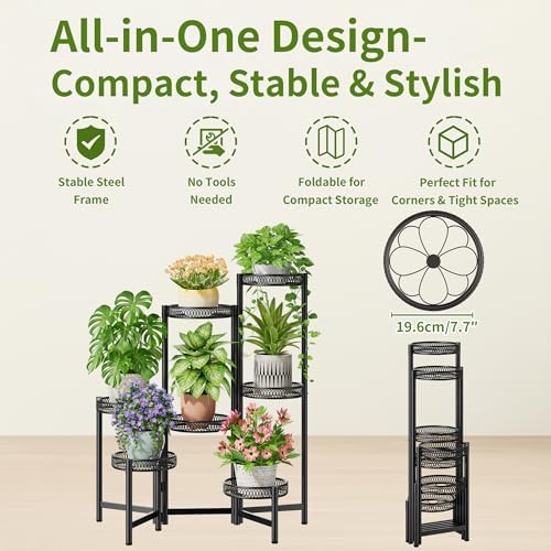 Plant Stand Indoor Outdoor, 7 Tier Large Plant Stand - Image 5