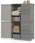 Tangkula Rattan Outdoor Storage Cabinet, Patiojoy Outdoor Cabinet by TANGKULA