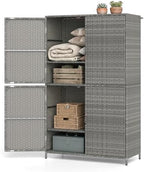 Tangkula Rattan Outdoor Storage Cabinet, Patiojoy Outdoor Cabinet by TANGKULA