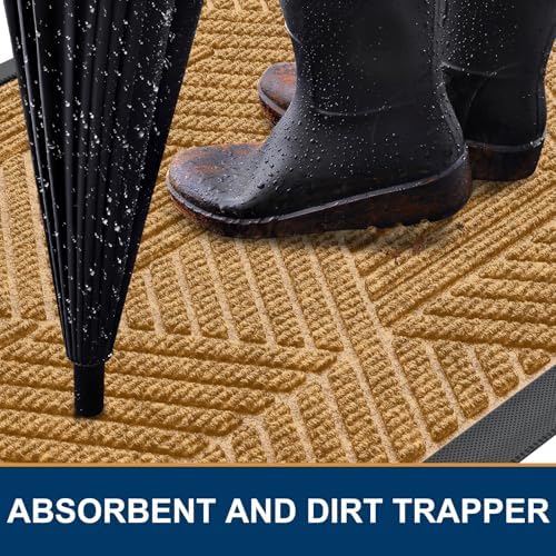 Smiry Front Door Mat Outside Entrance, Low Profile Rubber Doormat - Image 3
