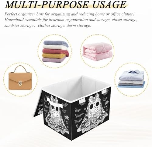 Bolaz Storage Bins with Lids and Handles, Cartoon Ghost Storage Box Basket with - Image 7