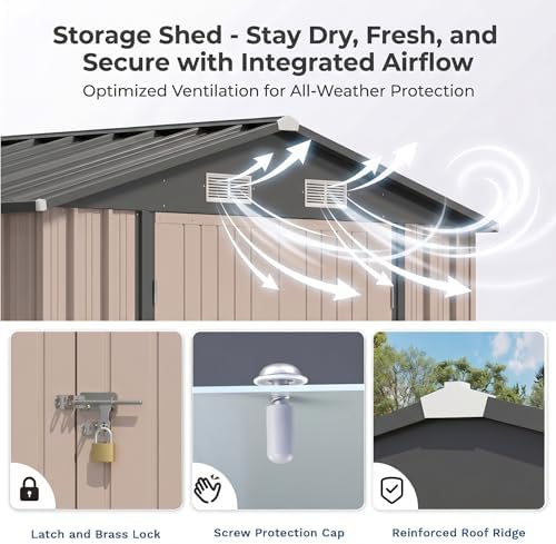 Devoko 8x12 FT Outdoor Storage Shed, Metal Tool Shed - Image 5