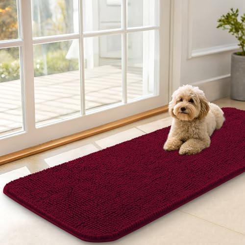 OLANLY Dog Door Mat for Muddy Paws 47x17, Super Absorbent Chenille Mud Mat by OLANLY