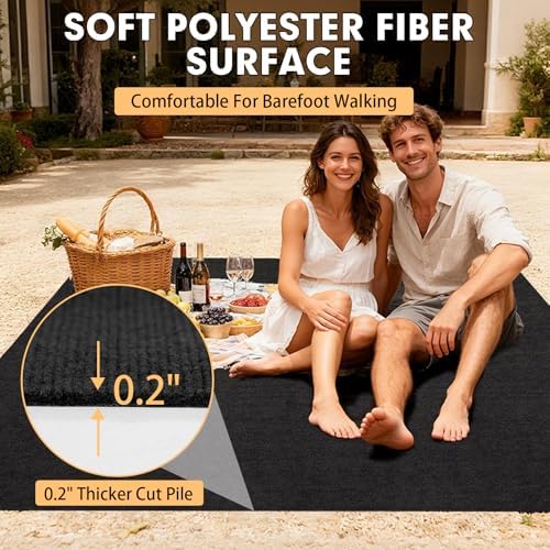 Grefinity Marine Carpet, 5 FT x 10 FT Black Indoor Outdoor Carpet - Image 4