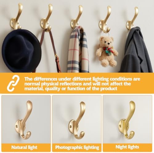 10 Pack Coat Hooks Wall Mount Heavy Duty Utility Retro Double Hooks - Image 2