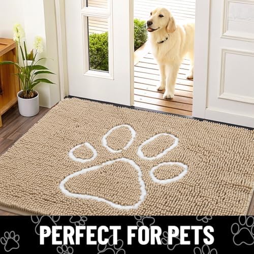 Smiry Dog Door Mat for Muddy Paws, Absorbent Non Slip Dirt Trapper - Image 7