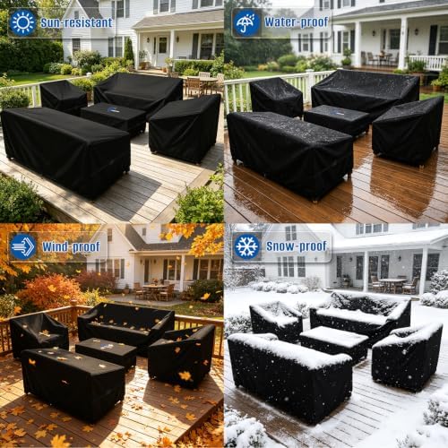 SIRUITON 5-Piece Patio Furniture Covers Waterproof, Lawn Patio Set Covers - Image 6