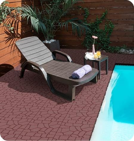 Plastic Interlocking Deck Tiles, 44 Pack, Simulated Gravel, Non-Slip Patio - Image 4