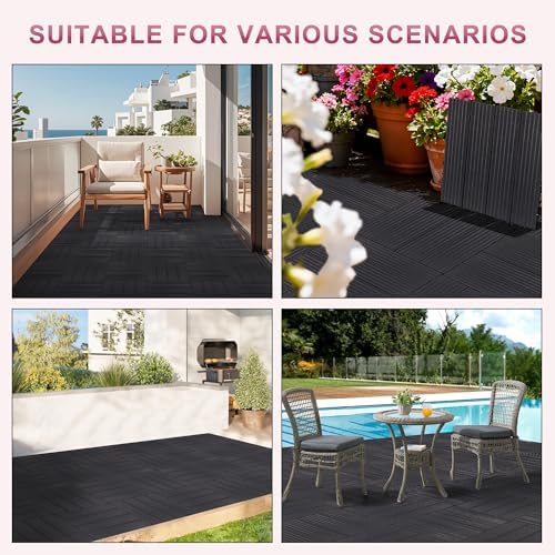 Plastic Interlocking Deck Tiles, 12 Pack 12in Waterproof, Dark Grey - Image 7