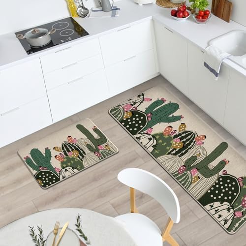 Boho Cactus Kitchen Rugs Set of 2 - Image 2