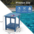 LUE BONA Outdoor Side Table, 2-Tier HDPS Small Patio Table - Image 3