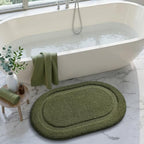 Color&Geometry Oval Green Bathroom Rugs 32x20, Extra Soft Absorbent Microfiber - Image 4