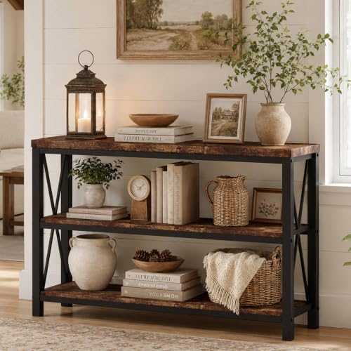 BON AUGURE Sofa Console Table, 3-Tier Wood Entryway Table by BONAUGURE