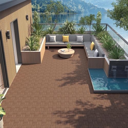 Yaheetech 27PCS Acacia Wood Deck Tiles Interlocking Patio Flooring - Image 2