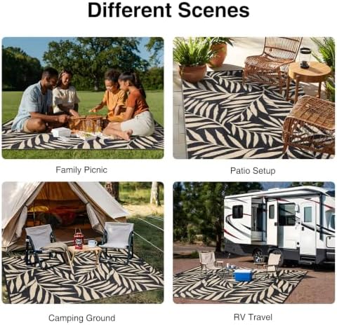 OLANLY Outdoor Rug 6x9 ft Waterproof Reversible Leaf Mat - Image 7