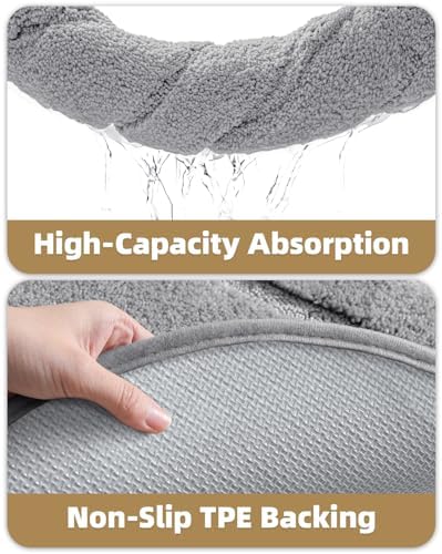 Color&Geometry Oval Grey Bathroom Rugs 36x24, Extra Soft Absorbent Microfiber - Image 7