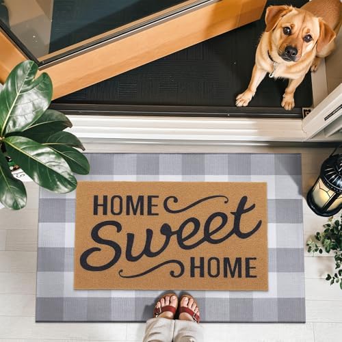 OLANLY Fall Door Mat, Buffalo Plaid Rug - Image 2