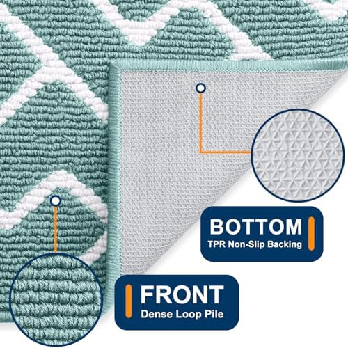OLANLY Front Door Mat 36x24, Low-Profile Easy Clean Doormat, Sage Green - Image 4