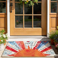 Boho Sun Floral Front Door Mat Non-Slip Welcome Doormat, 17x29 in by ULTSOFE