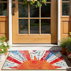 Boho Sun Floral Front Door Mat Non-Slip Welcome Doormat, 17x29 in by ULTSOFE