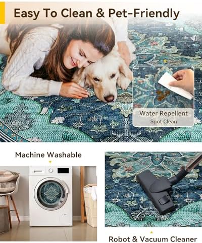 RELEANY Washable Area Rug, Round 4ft - Image 4