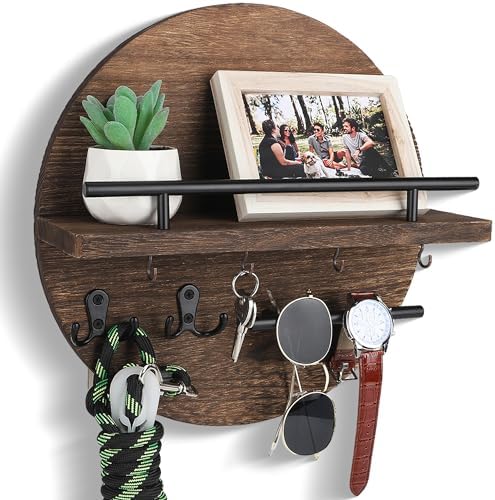 Key Holder Wall Mount with Shelf and Hooks, Mail Organizer by dreampossible