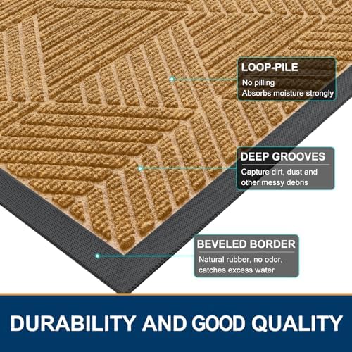 Smiry Front Door Mat Outside Entrance, Low Profile Rubber Doormat - Image 4