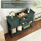ARTPOWER Console Table with 2 Drawers, Retro Entryway Table with 2 Door - Image 5
