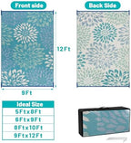 HEBE Waterproof Outdoor Rug 9'x12', Floral Reversible Plastic Patio Rug - Image 2