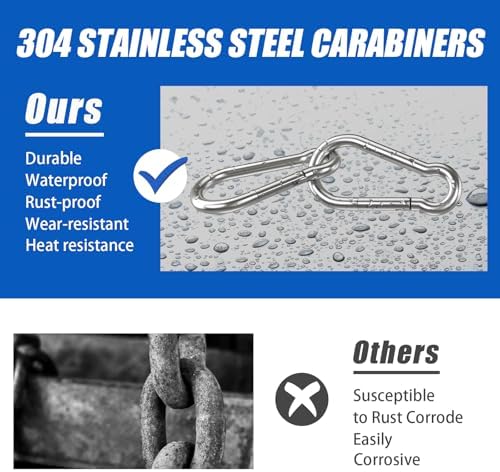 10pcs 2.75 inch Small 304 Stainless Steel Carabiner Clip Hooks Spring Snap - Image 2