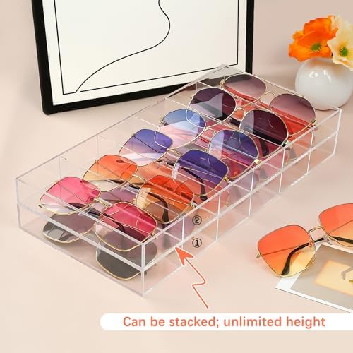 2 Pack Acrylic Sunglasses Organizer, 6 Slot Clear - Image 5