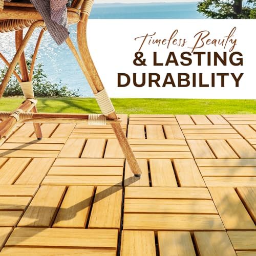 Idzo Set of 10 Premium Teak Deck Tiles, Snap-Lock Teak Shower Tile - Image 6