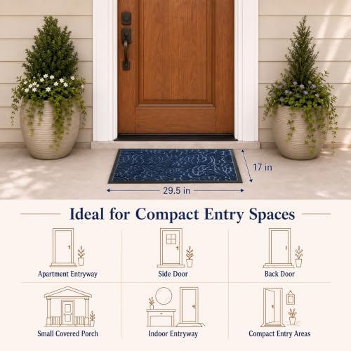 Yimobra Front Door Mat Outside Entrance, Floral Outdoor Mat - Image 2