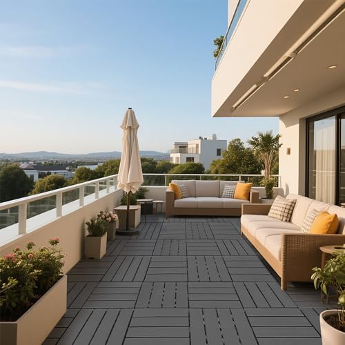 44 Pack Plastic Interlocking Decking Tiles, 12x12 Inch Waterproof Outdoor Floor - Image 5