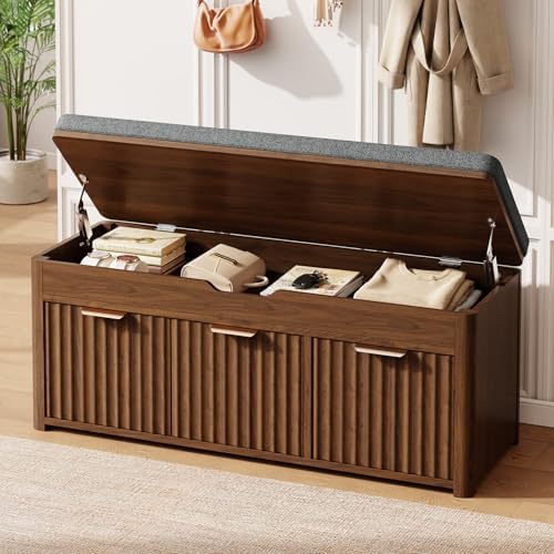 37.4" W Shoe Bench with Storage, Lift Top Entryway Bench by LOOMORA