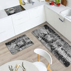 Farmhouse Black White Abstract Kitchen Rugs Set of 2 - Image 2