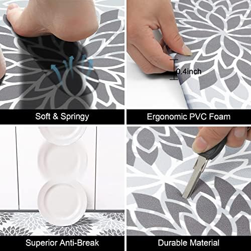 HEBE Kitchen Mats for Floor, Floral Anti Fatigue Kitchen Rugs Set of 2 - Image 3
