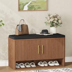 Fluted Shoe Storage Bench, Entryway Bench by Zeibospri