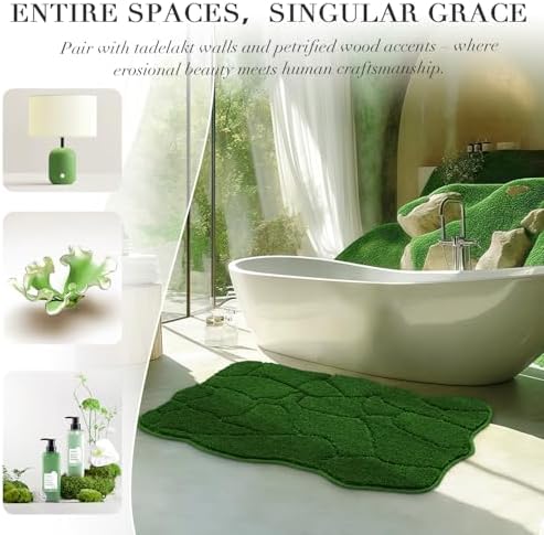 BSICPRO Bathroom Rugs, 32x20 Scalloped Bath Mats, Forest Green - Image 4